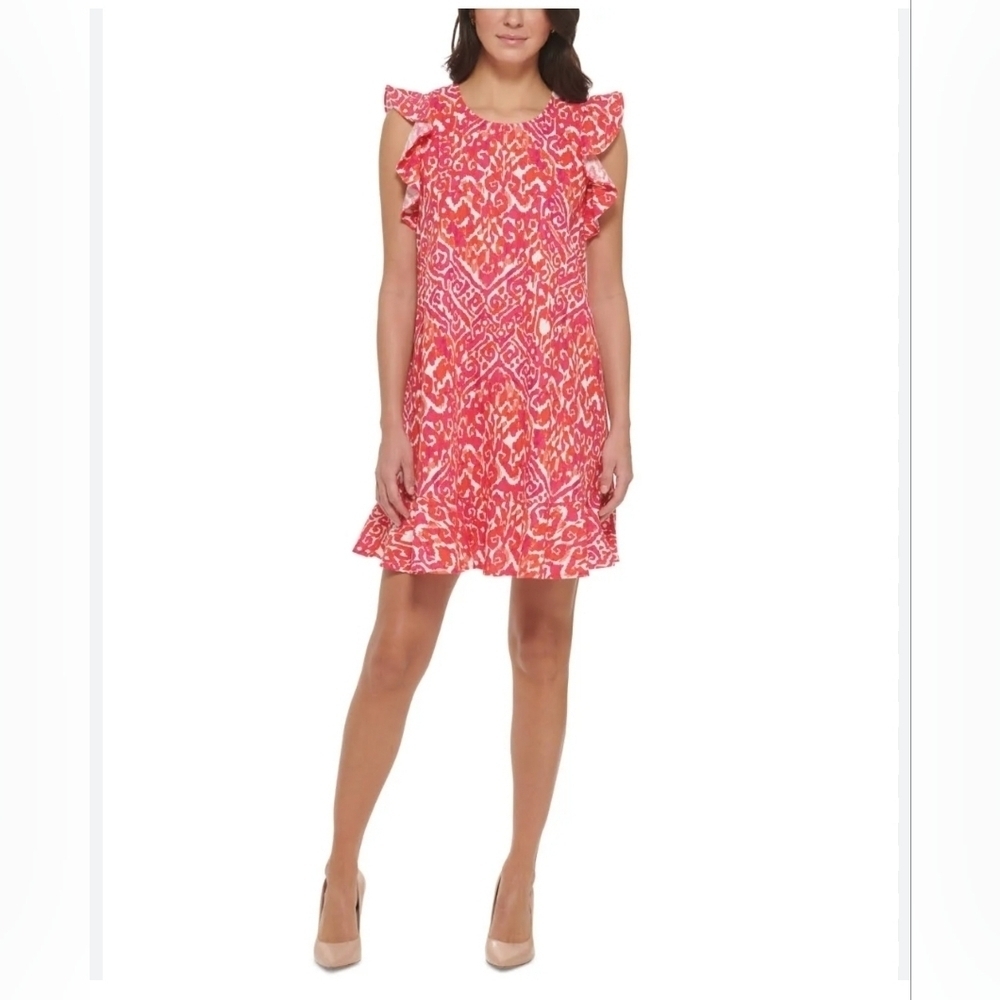 Tommy Hilfiger Linen Blend Ikat Print Dress